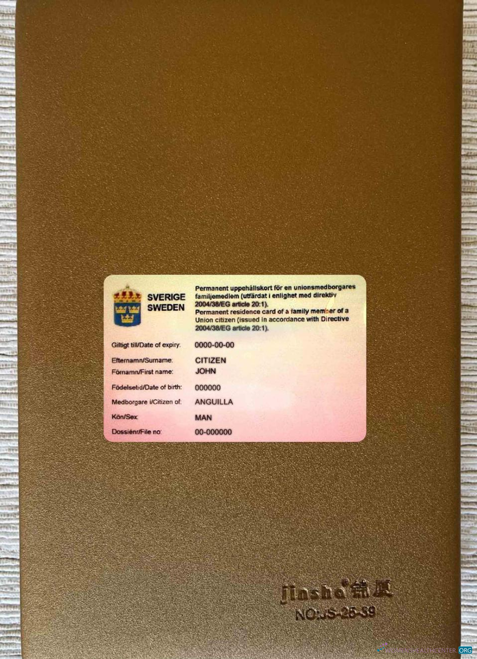 Download Sweden permanent residence card photolook FRONT Photoshop template